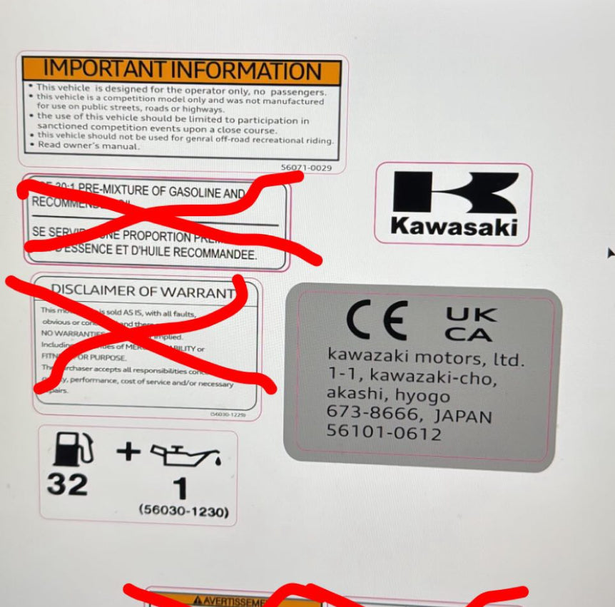 Stickers avertissement kawasaki