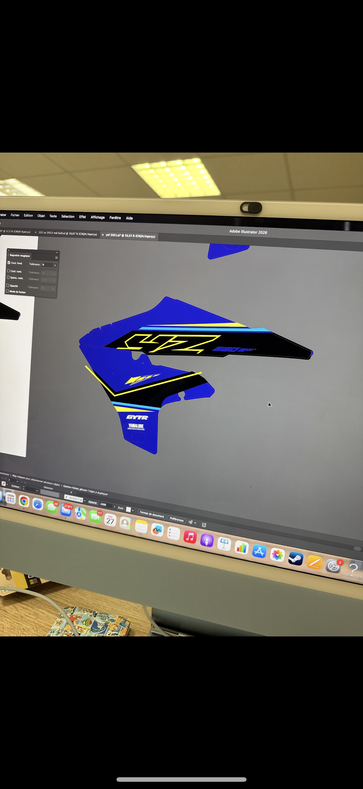 Kit plastique bleu + kit déco 450 yzf 2021 jaune
