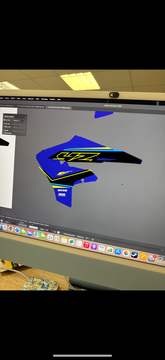 Kit plastique bleu  + kit déco 450 yzf 2021 jaune