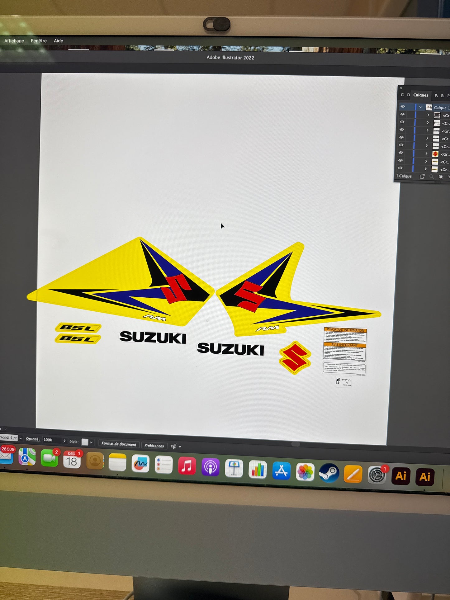 Kit déco 85 rm 2013 replica origine